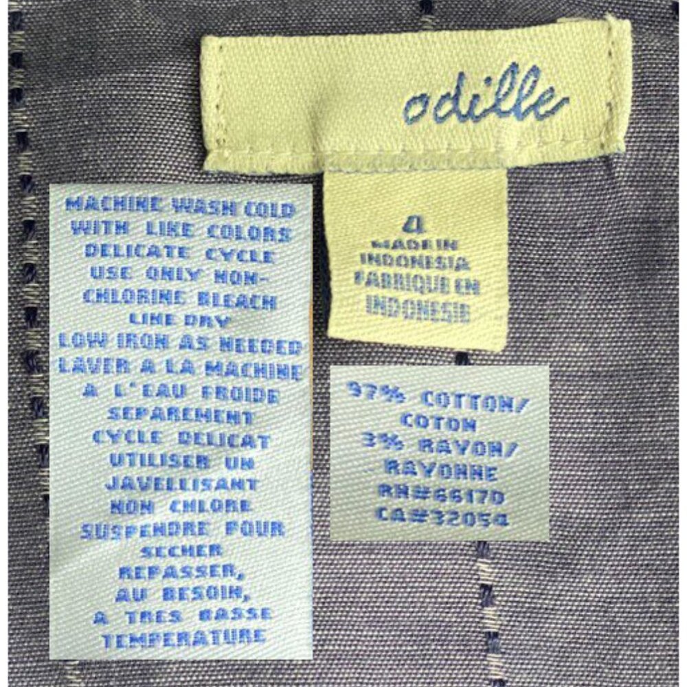 Anthropologie Blue Button Down Casual Blouse By Odille - Picture 9 of 9